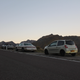 All white-ish cars of the group, with the MX5 being a bit grey-ish, the Lincoln pearl-white, and the Twingo being yellow-ish